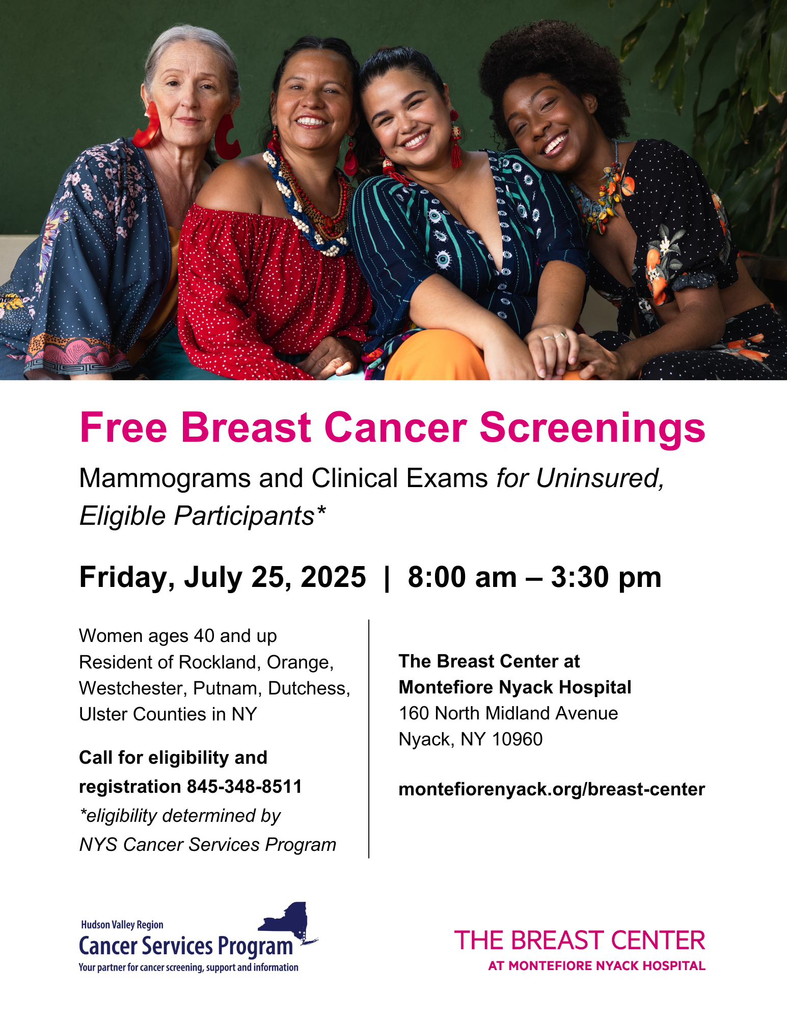 Breast Cancer Screenings Flyer July 2025