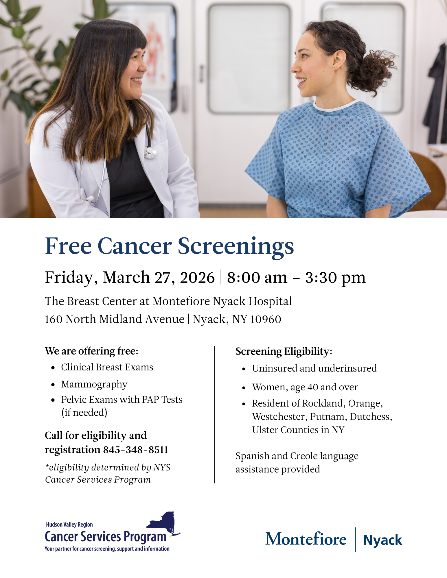 March 27 Free Cancer Screening Flyer