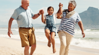Family enjoying a summer day together on the beach.